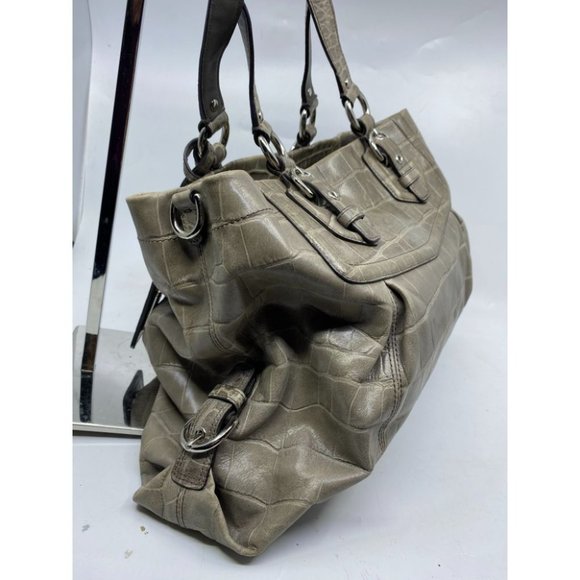 COACH Animal Embossed Leather Gray Shoulder Bag - Picture 5 of 16